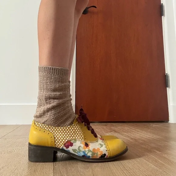 Irregular Choice Floral Yellow Oxford Shoes - Picture 4 of 8